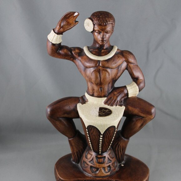 Vintage Hula Figurine - Body Beach Drummer by Treasure Craft - Ceramic Figurine - Picture 1 of 10